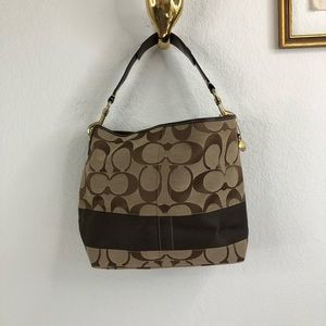 Coach North South Signature C Stripe Canvas Tote